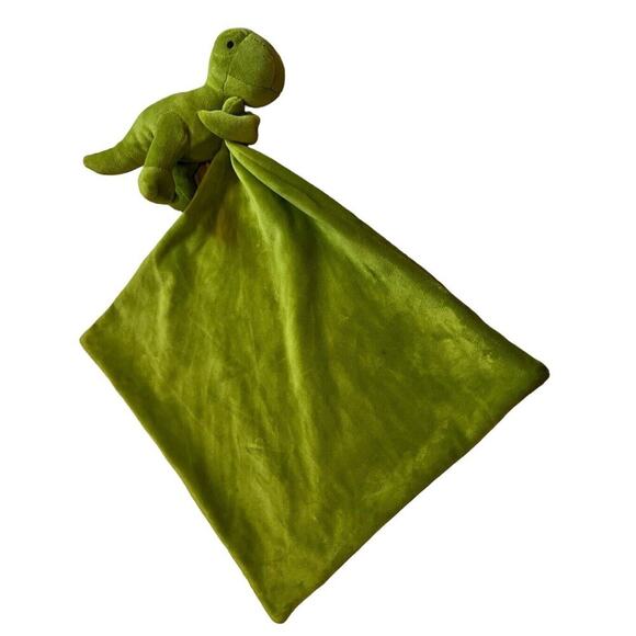 Apricot Lamb T-Rex Dinosaur Holding Green Baby Lovey Security Blanket 12x12” - Picture 5 of 5